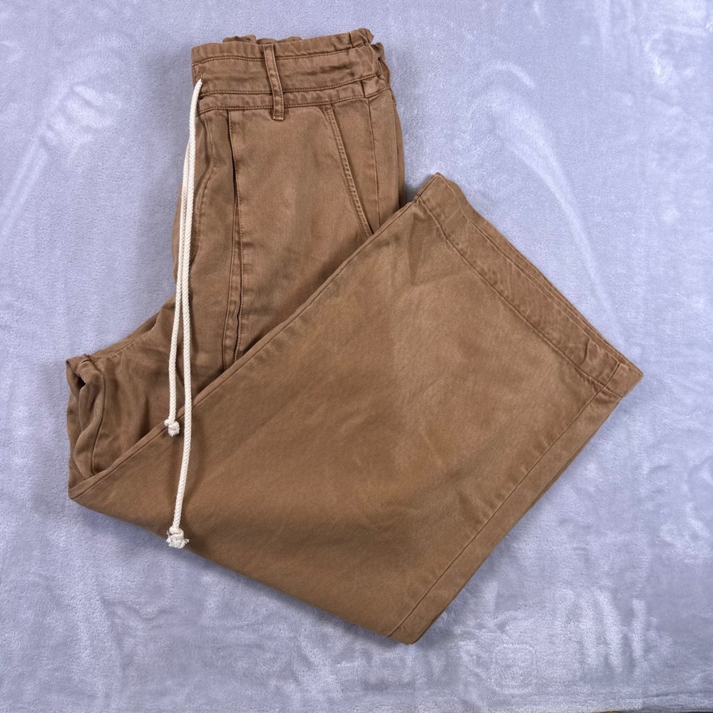 YFB Young Fabulous & Broke Brown Wide Leg Paperbag Waist Drawstring Pants L